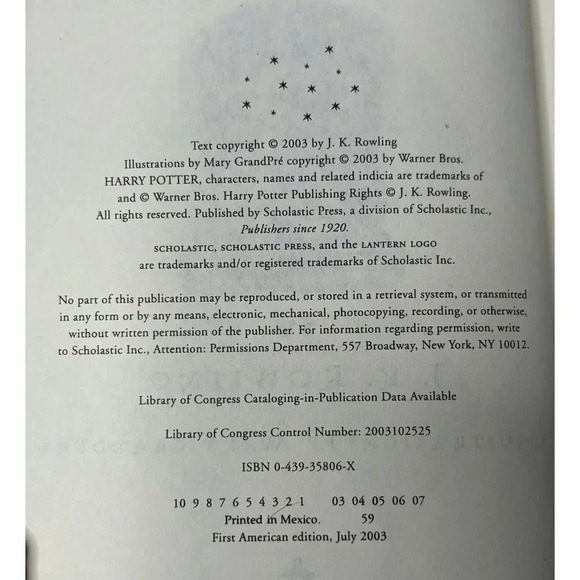 2003 HARRY POTTER AND THE ORDER OF THE PHOENIX BOOK - Picture 3 of 5